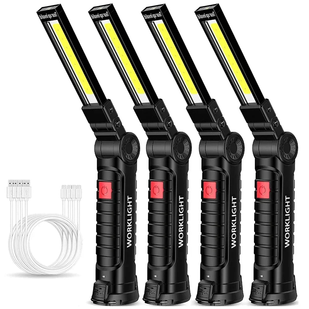 Portable COB LED Flashlight – USB Rechargeable Magnetic Work & Camping Lantern